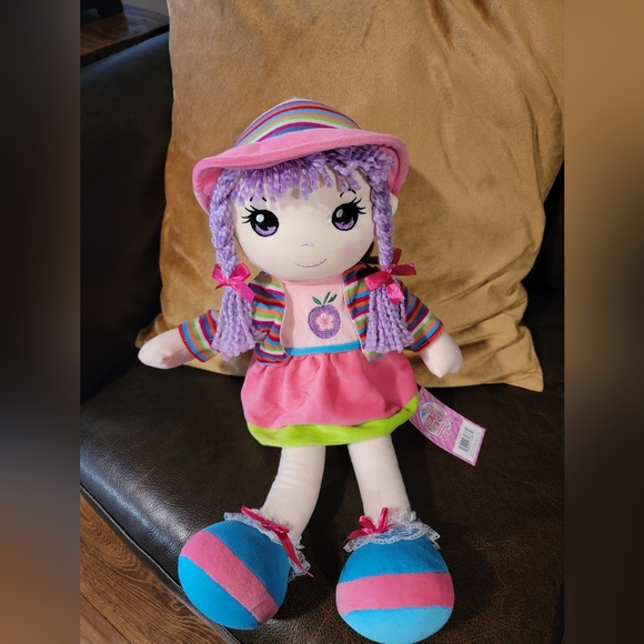 20” Lollipop Dolls Plush Rag Doll Purple Hair Pink Dress Rainbow Outfit NWT - Picture 7 of 7